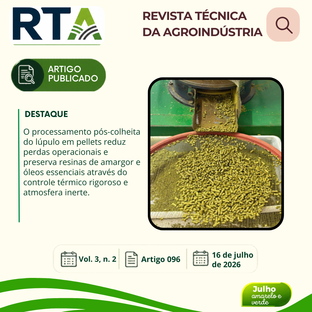 PROCESSAMENTO PÓS-COLHEITA DO LÚPULO: TECNOLOGIA DE TRANSFORMAÇÃO DA FLOR EM PELLET